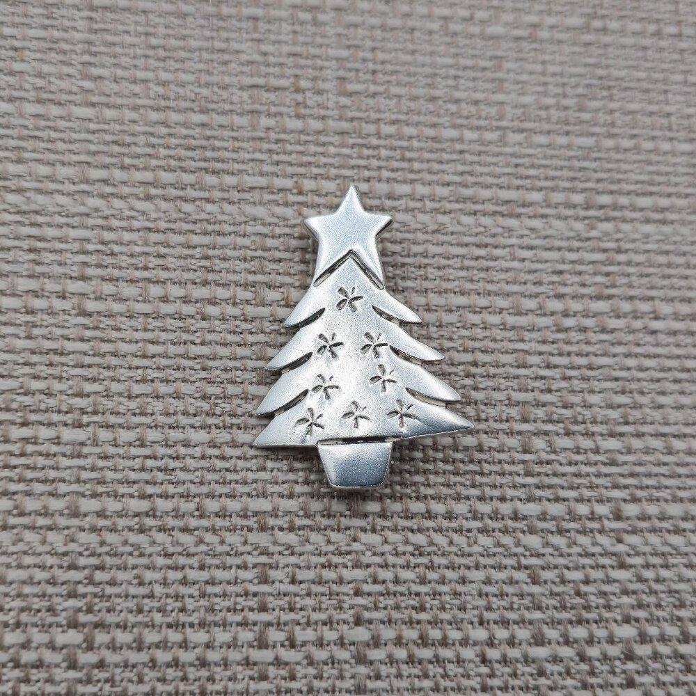 Sterling Silver Christmas Tree With Stars Pendant Pin Brooch A7038 - Picture 1 of 6